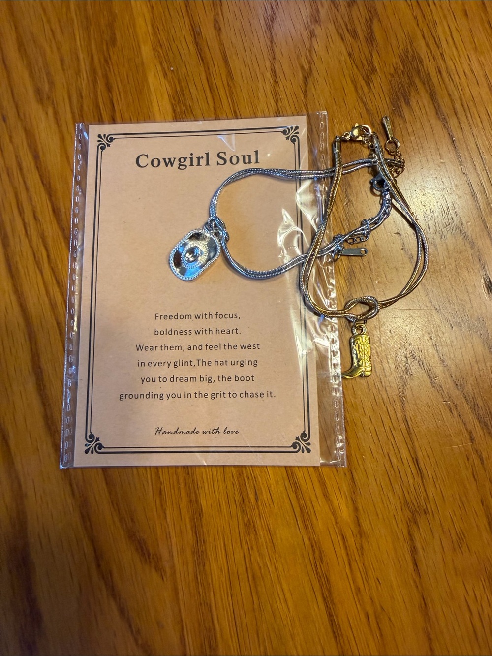 Hand Crafted Silver and Gold Western Charm Bracelet